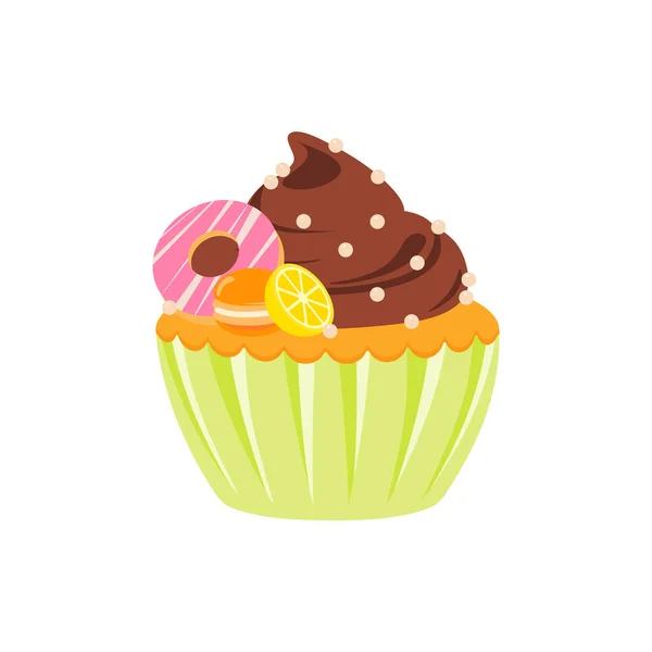 Πάρτυ Cupcakes Κρατήστε Κέικ Πάρτι Γενεθλίων Cupcakes Διαφόρων Γεύσεων Σοκολάτα — Διανυσματικό Αρχείο