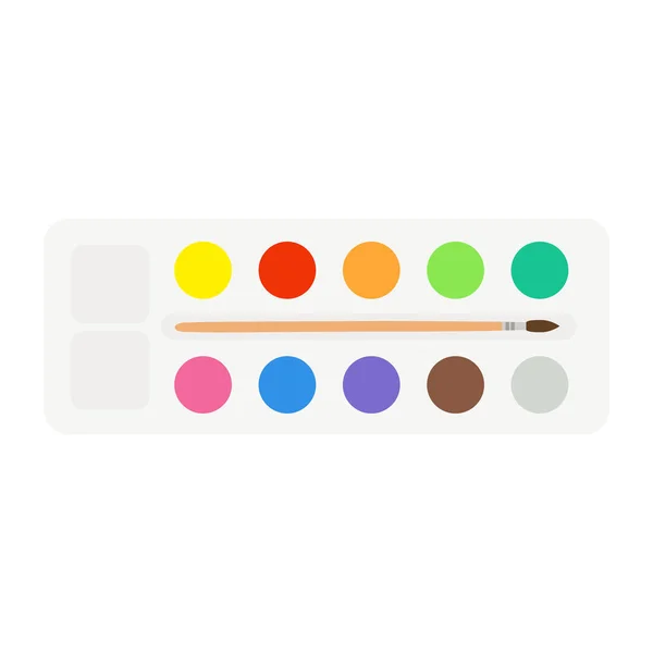 Suprimentos Pintura Paletas Cores Tubos Coloridos Aquarelas Tintas Óleo Tintas — Vetor de Stock