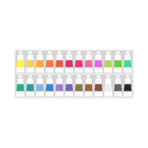 Painting Supplies Color Palettes Colorful Tubes Watercolors Oil Paints Acrylic — Stock Vector