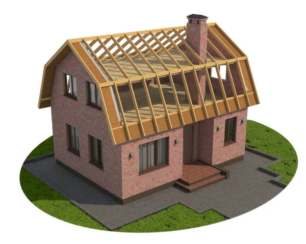 House Wood Roof Construction — Stock Photo, Image