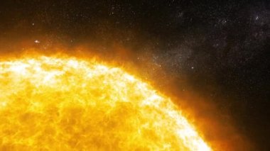 Güneş yıldızı patlaması üst açı görünümü bilim-kurgu kozmik sahne