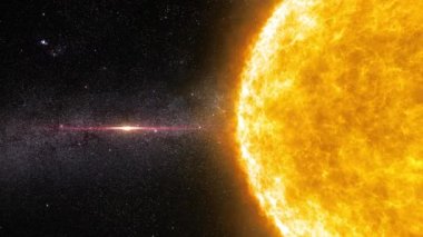 Güneş yıldızı patlaması yan görünümü bilim-kurgu kozmik sahne