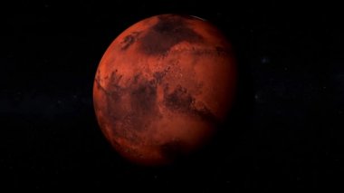 Uzaydan Mars Gezegeni - yıldızlı gerçekçi kozmik sahne