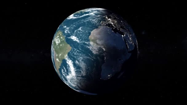 Planet Erde Aus Dem All Realistische Kosmische Szene Mit Sternen — Stockvideo