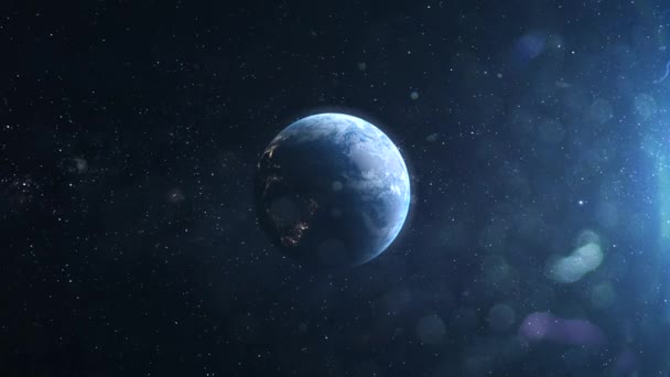 Planeta Tierra Desde Espacio Con Estrellas — Vídeo de stock