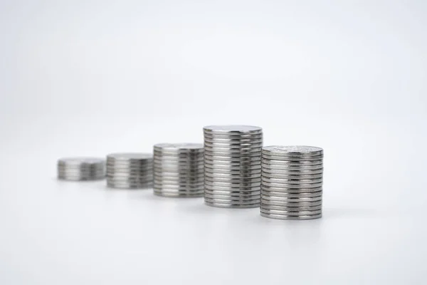 Stacks Coins White Background Money Saving Economy Concept — Stock Photo, Image