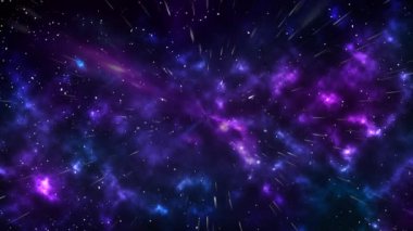 Flying Through Stars and Nebulae in Space. Universe With Galaxies Stars, Nebulae