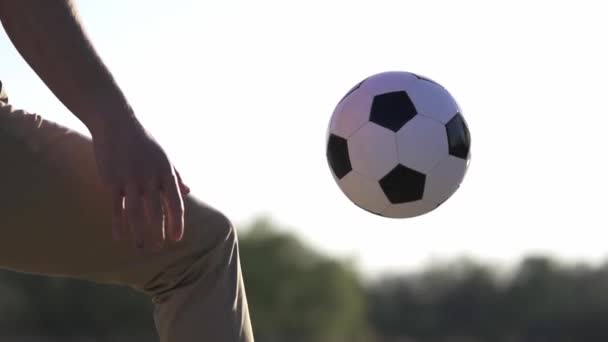Close Van Kicking Soccer Ball — Stockvideo