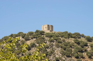 Cote Kalesi. Montellano, Seville, İspanya 'daki Arap savunma kalesi..