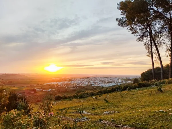 Landscape photography of the town of Seville at sunset — стоковое фото