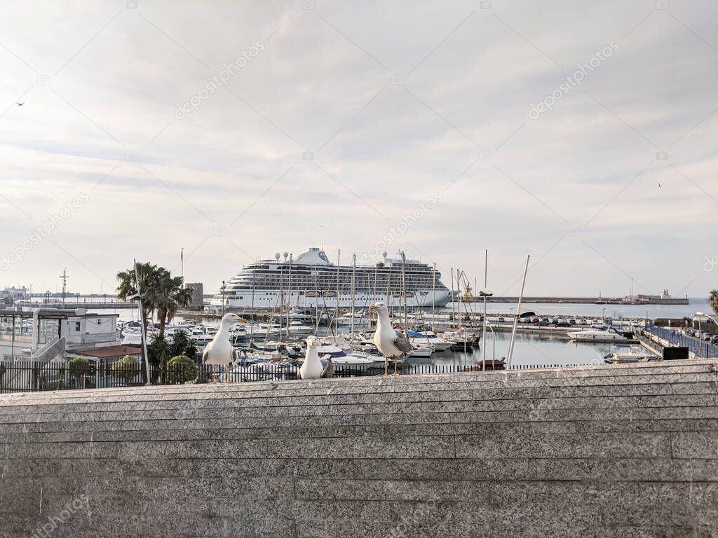 Ocean liner docked in the port of Ceuta in Spain