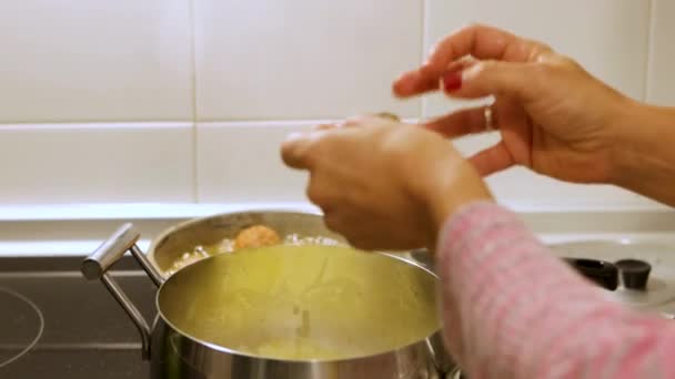 Zwiebeln Einem Topf Anbraten Würzen Und Hause Aromatisieren — Stockvideo