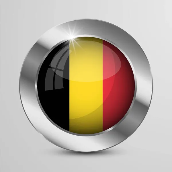 Eps10 Vektor Patriotisk Knapp Med Belgien Flagga Färger Del Inverkan — Stock vektor