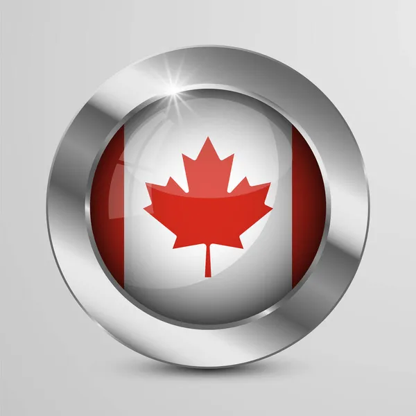 Bouton Patriotique Vectoriel Eps10 Aux Couleurs Drapeau Canadien Élément Impact — Image vectorielle