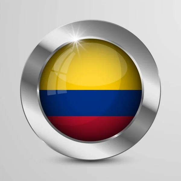 Eps10 Vektor Patriotisk Knapp Med Colombia Flagga Färger Del Inverkan — Stock vektor
