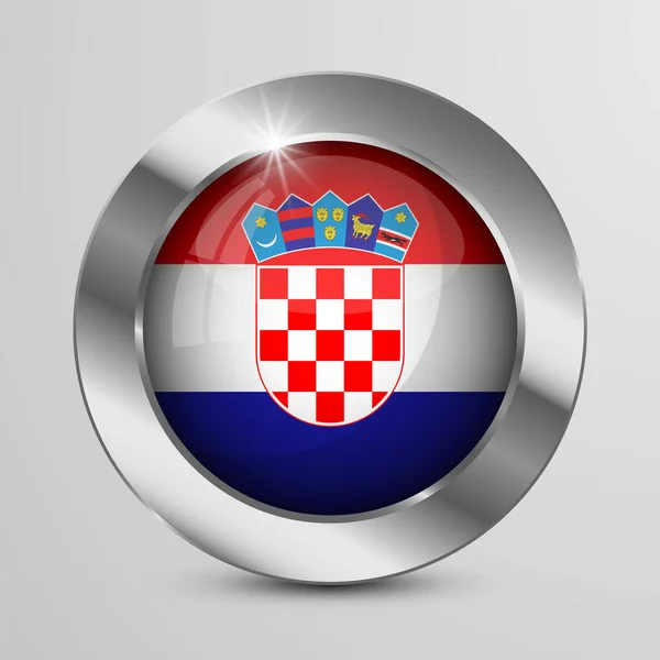Eps10 Vector Botão Patriótico Com Cores Bandeira Croácia Elemento Impacto — Vetor de Stock