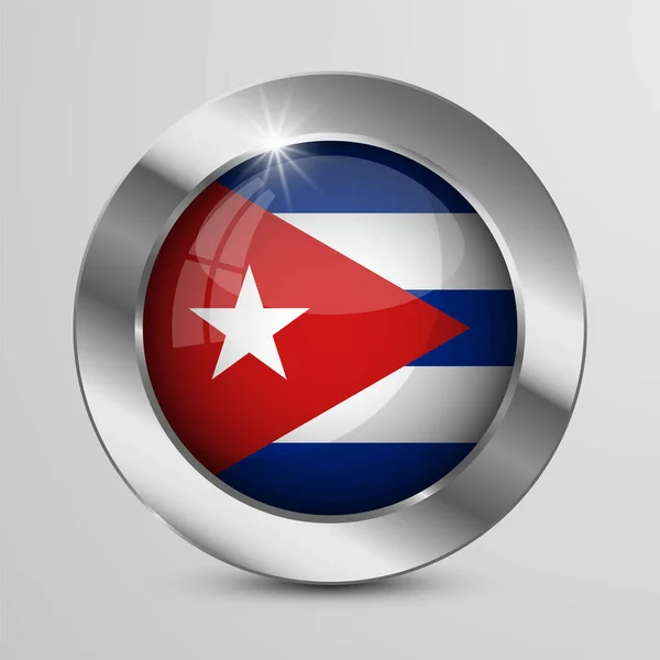 Eps10带有古巴国旗颜色的矢量爱国按钮 一个你想利用的影响因素 — 图库矢量图片