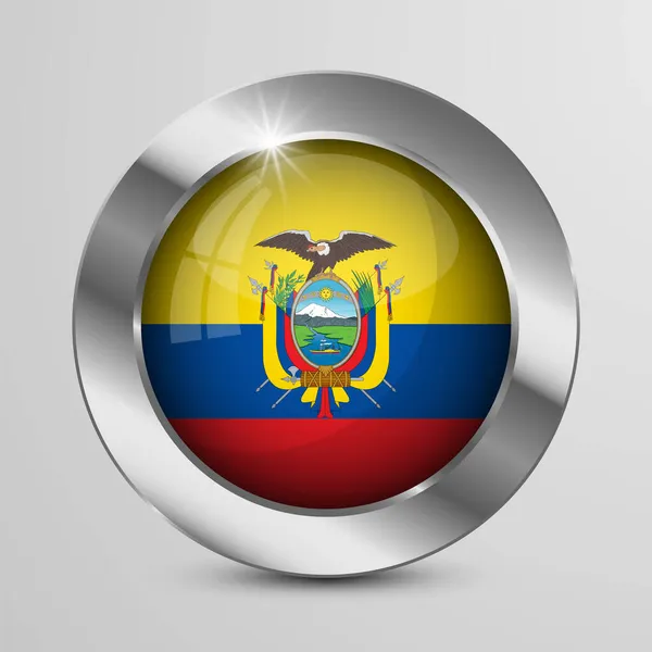 Eps10 Vector Patriotic Button Mit Den Flaggenfarben Ecuadors Ein Element — Stockvektor