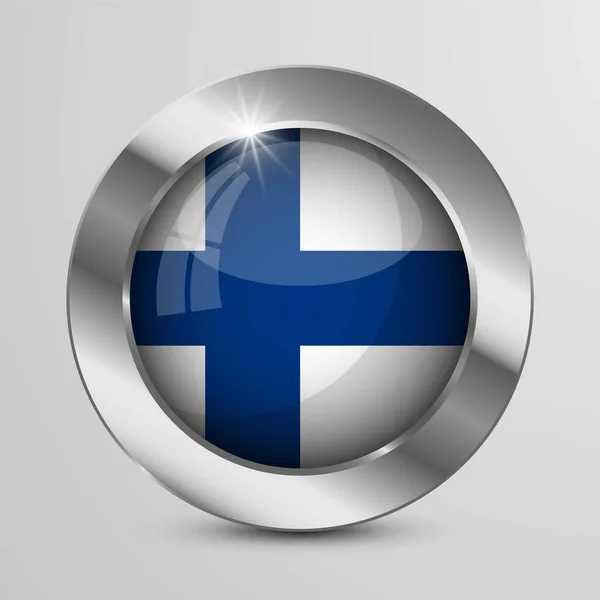 Векторная Патриотическая Кнопка Eps10 Цветом Флага Финляндии Элемент Воздействия Использования — стоковый вектор