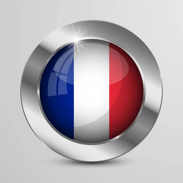 Eps10 Vektorové Vlastenecké Tlačítko Vlajkovými Barvami Francie Prvek Dopadu Pro — Stockový vektor