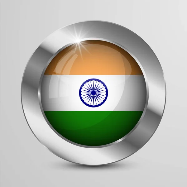 Hindistan Bayraklı Eps10 Vatansever Düğmesi Kullanmak Istediğiniz Etki Için Bir — Stok Vektör