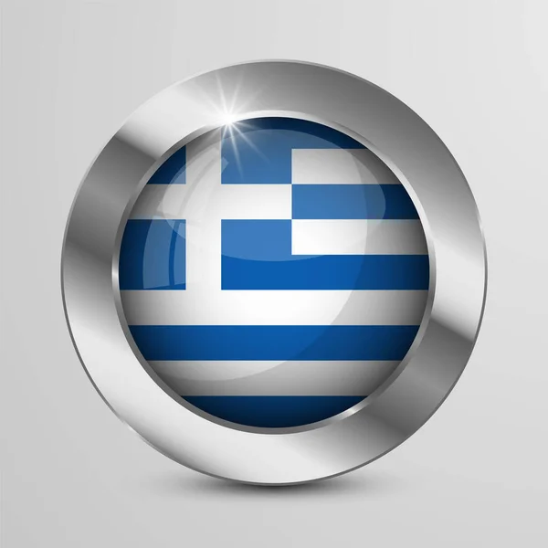 Eps10 Vector Patriotic Button Mit Den Farben Der Griechischen Flagge — Stockvektor