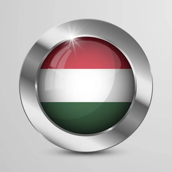 Bouton Patriotique Vectoriel Eps10 Aux Couleurs Drapeau Hongrois Élément Impact — Image vectorielle