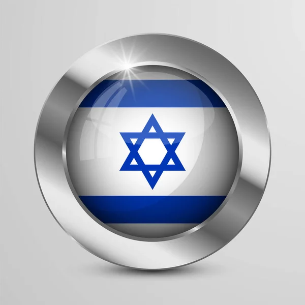 Bouton Patriotique Vectoriel Eps10 Aux Couleurs Drapeau Israélien Élément Impact — Image vectorielle
