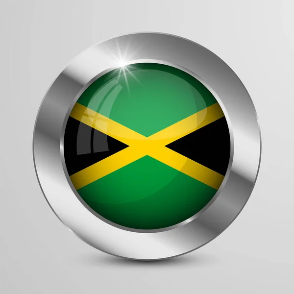 Eps10 Vector Botão Patriótico Com Cores Bandeira Jamaica Elemento Impacto — Vetor de Stock
