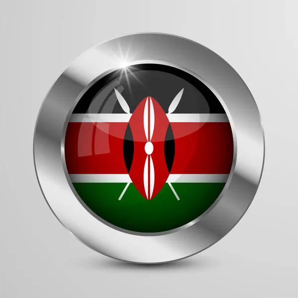 Bouton Patriotique Vectoriel Eps10 Aux Couleurs Drapeau Kenya Élément Impact — Image vectorielle