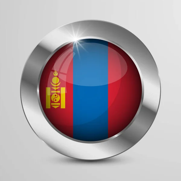 Botón Patriótico Vectorial Eps10 Con Colores Bandera Mongolia Elemento Impacto — Vector de stock