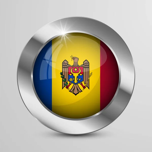 Botón Patriótico Vectorial Eps10 Con Colores Bandera Moldova Elemento Impacto — Vector de stock