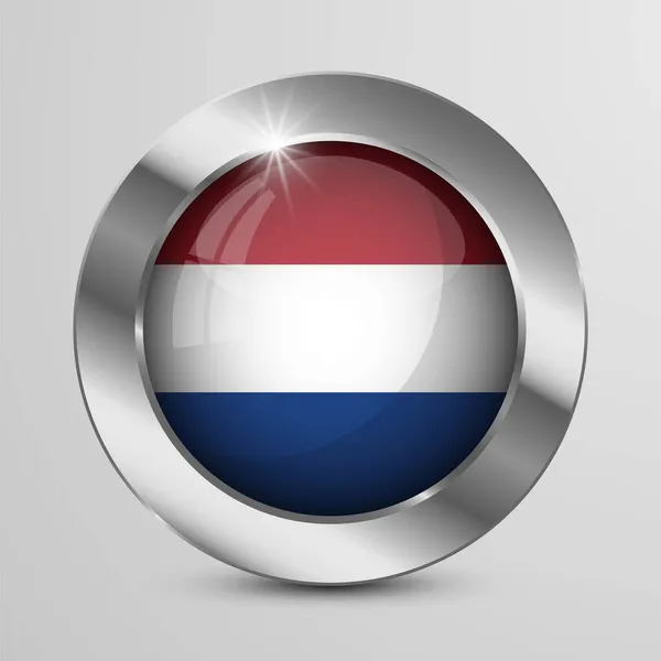 Eps10 Botón Patriótico Vectorial Con Colores Bandera Holandesa Elemento Impacto — Vector de stock