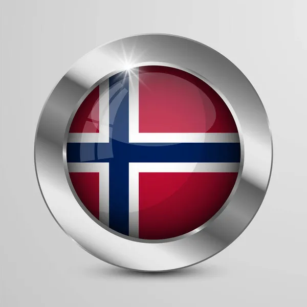 Eps10 Vector Patriotic Button Kolorach Norweskiej Flagi Element Wpływu Wykorzystanie — Wektor stockowy