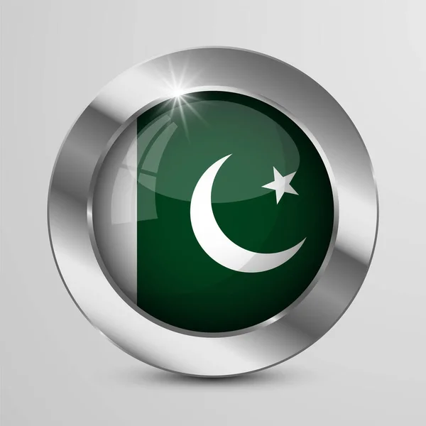 Pakistan Bayraklı Eps10 Vatansever Düğmesi Kullanmak Istediğiniz Etki Için Bir — Stok Vektör
