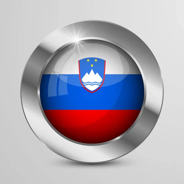 Eps10 Vector Patriotic Button Kolorach Flagi Słowenii Element Wpływu Wykorzystanie — Wektor stockowy