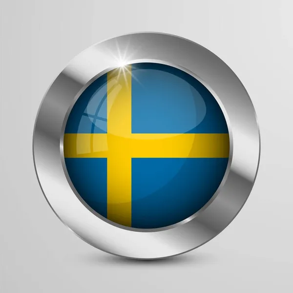 Eps10 Vector Patriotic Button Sweden Flag Colors Element Impact Use — Stock Vector