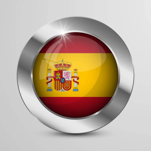 Eps10 Vector Patriotic Button Mit Den Farben Der Spanischen Flagge — Stockvektor