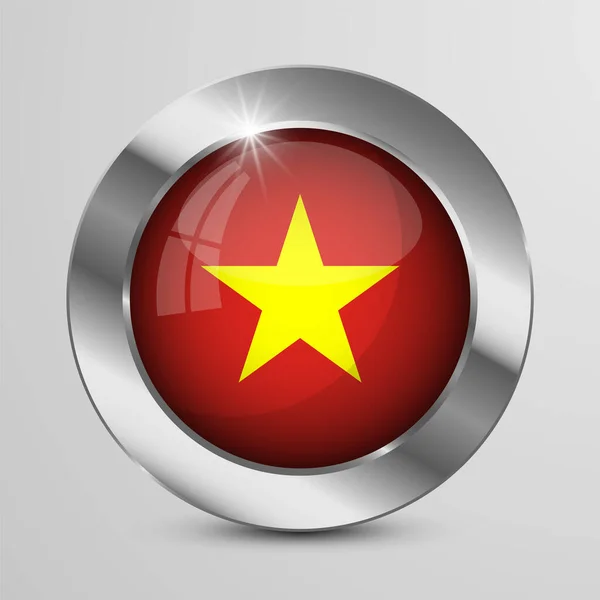 Векторная Патриотическая Кнопка Eps10 Цветом Флага Вьетнама Элемент Воздействия Использования — стоковый вектор