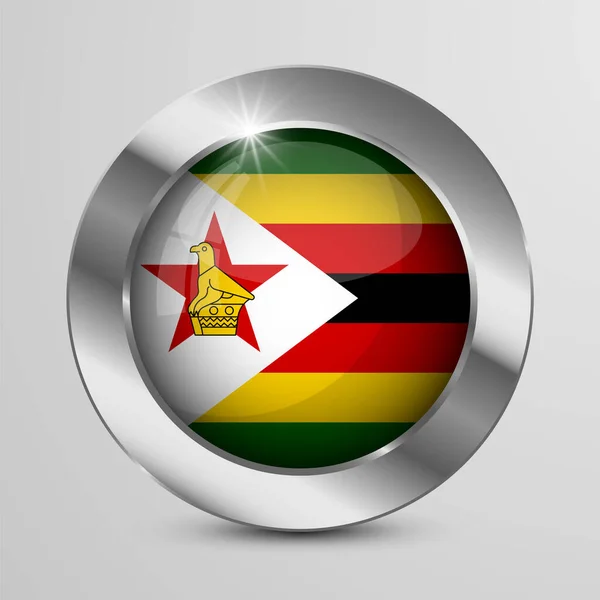 Bouton Patriotique Vectoriel Eps10 Aux Couleurs Drapeau Zimbabwe Élément Impact — Image vectorielle