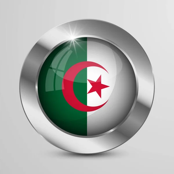 Eps10 Vector Patriotic Button Mit Algerischen Flaggenfarben Ein Element Der — Stockvektor