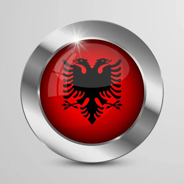 Eps10 Wektor Patriotyczny Przycisk Kolorami Chorągiewek Albanii Element Wpływu Wykorzystanie — Wektor stockowy