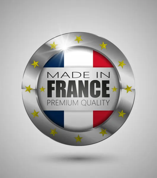 Ilustracja Wektora Eps10 Realistyczny Przycisk Made France Jakość Premium Idealny — Wektor stockowy