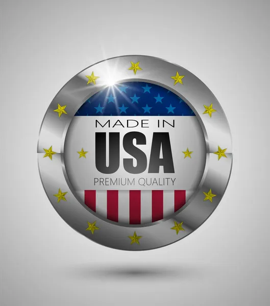 Eps10 Illustrazione Vettoriale Pulsante Realistico Made Usa Qualità Premium Perfetto — Vettoriale Stock