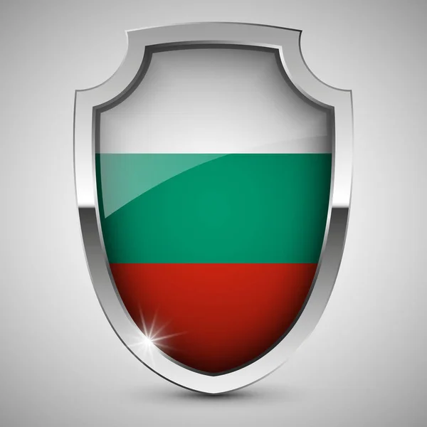 Eps10 Vector Escudo Patriótico Com Bandeira Bulgária Elemento Impacto Para —  Vetores de Stock