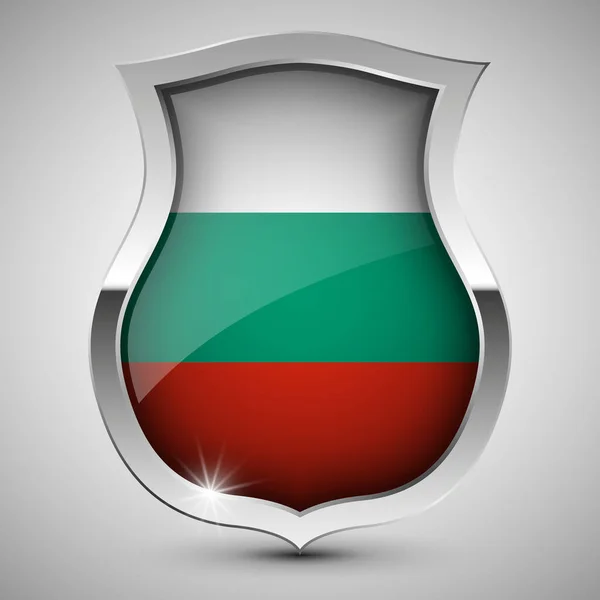 Eps10 Bouclier Patriotique Vectoriel Avec Drapeau Bulgarie Élément Impact Pour — Image vectorielle