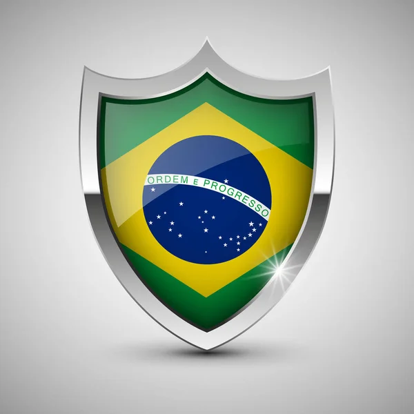 Eps10 Escudo Patriótico Vetorial Com Bandeira Brasil Elemento Impacto Para —  Vetores de Stock