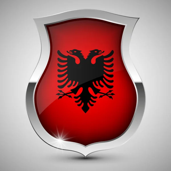 Eps10ベクターアルバニアの旗を持つ愛国的な盾 あなたがそれを作りたい使用のための影響の要素 — ストックベクタ