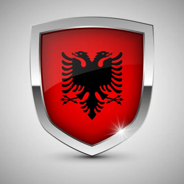 Eps10 Escudo Patriótico Vectorial Con Bandera Albania Elemento Impacto Para — Vector de stock
