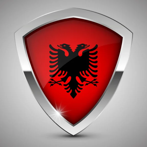 Eps10 Escudo Patriótico Vectorial Con Bandera Albania Elemento Impacto Para — Vector de stock